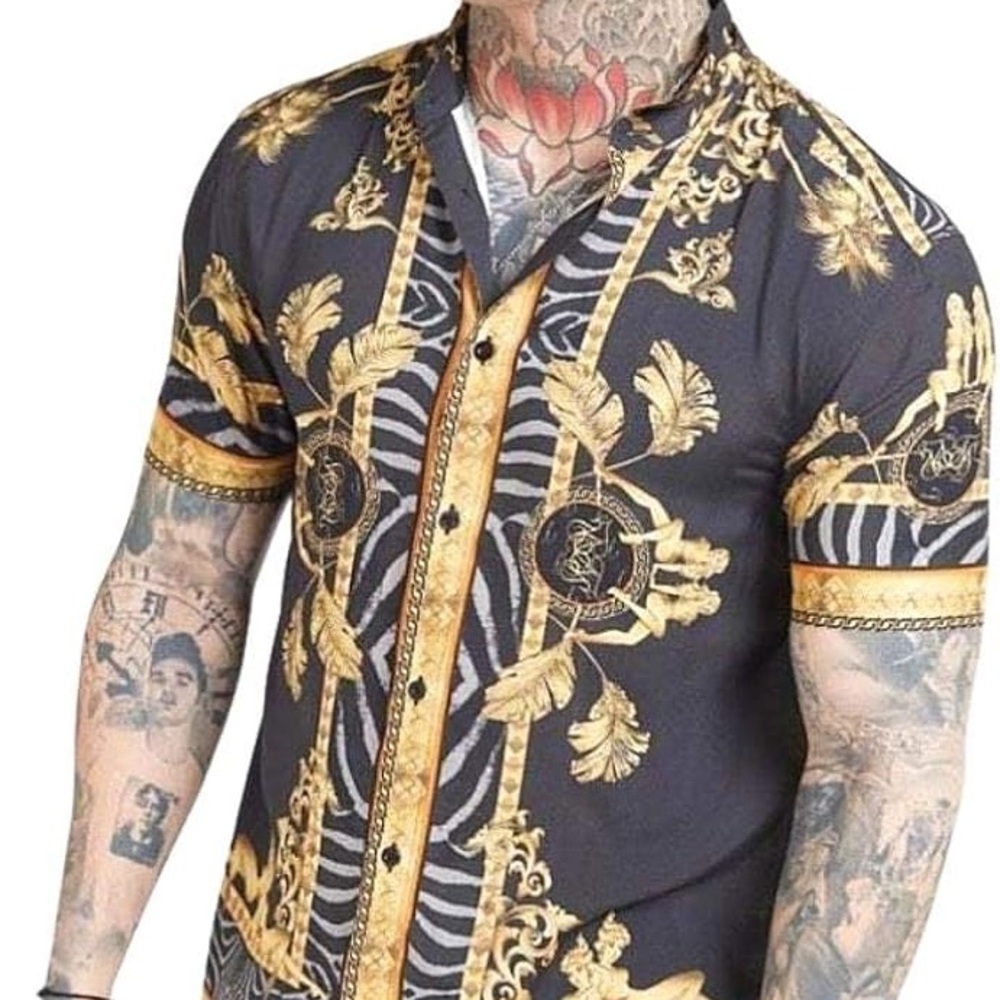 Men's Black and Gold Designer Shirt